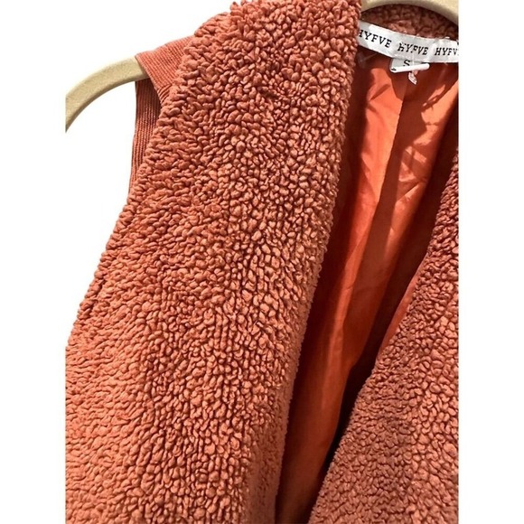 Womens Corduroy‎ Sherpa Vest Orange Small Open Front Waterfall Collar - Picture 4 of 6